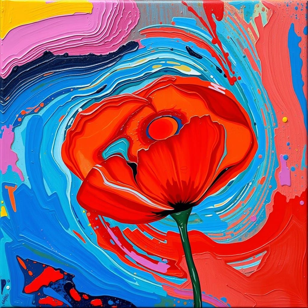 Vibrant Poppy Jasper in Dynamic Brushstrokes