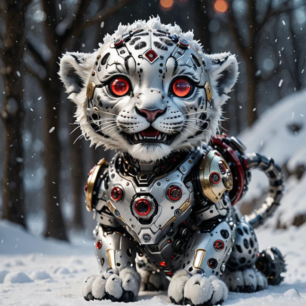 Snow Leopard Cyborg: Sci-Fi Art in Macro Photography
