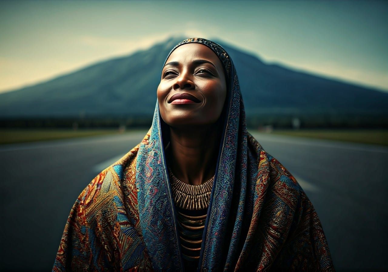 Regal African Queen in Divine Reverence