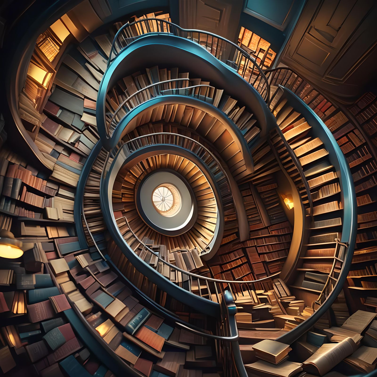 Book Staircase in Pixar-Inspired 3D Art