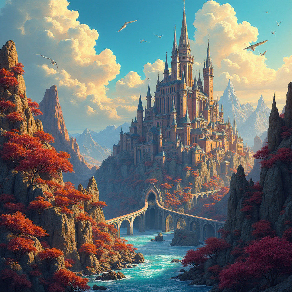 Fantastical Doodled Cityscape in Matte Painting Style