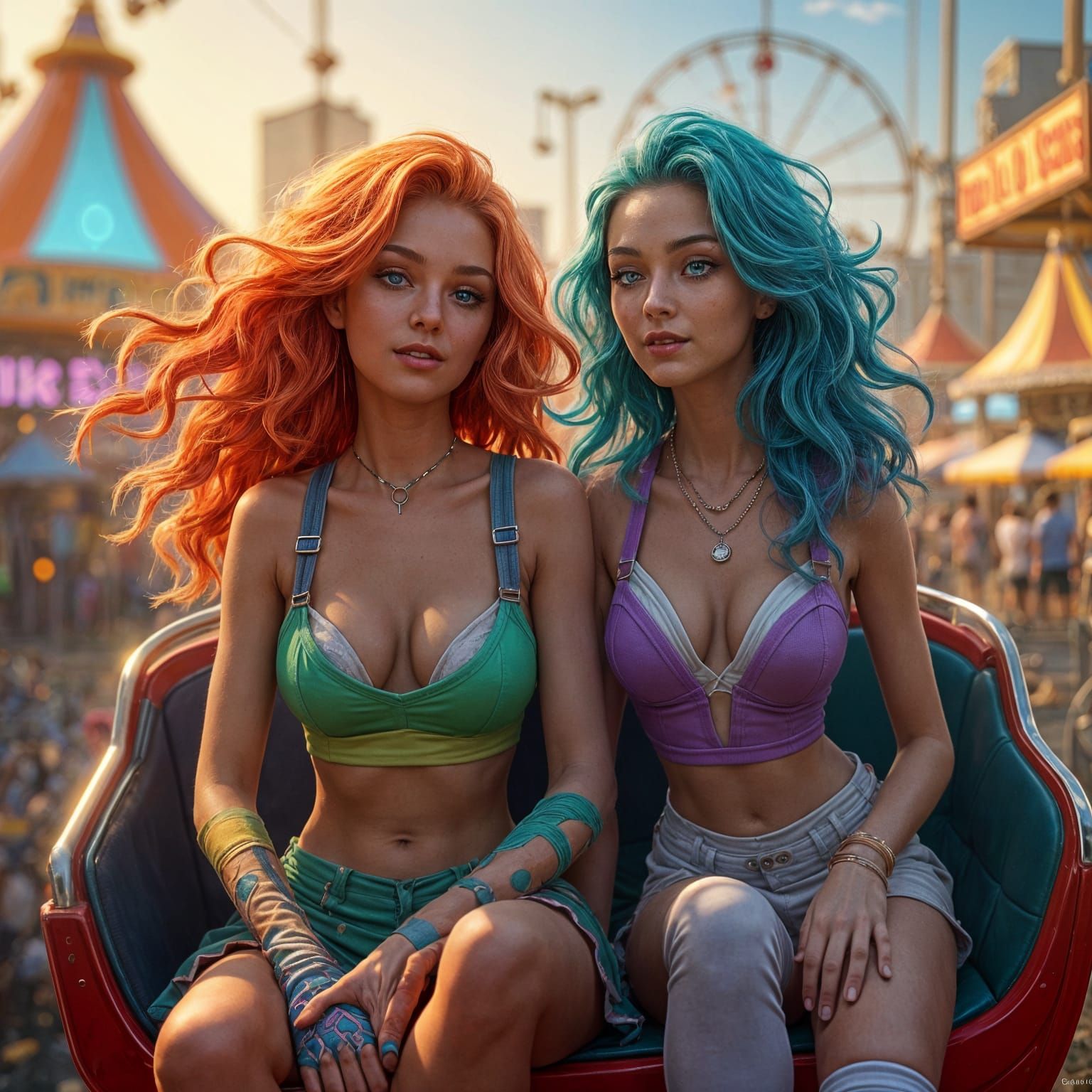 Spark and Nova Enjoying a County Fair Ride