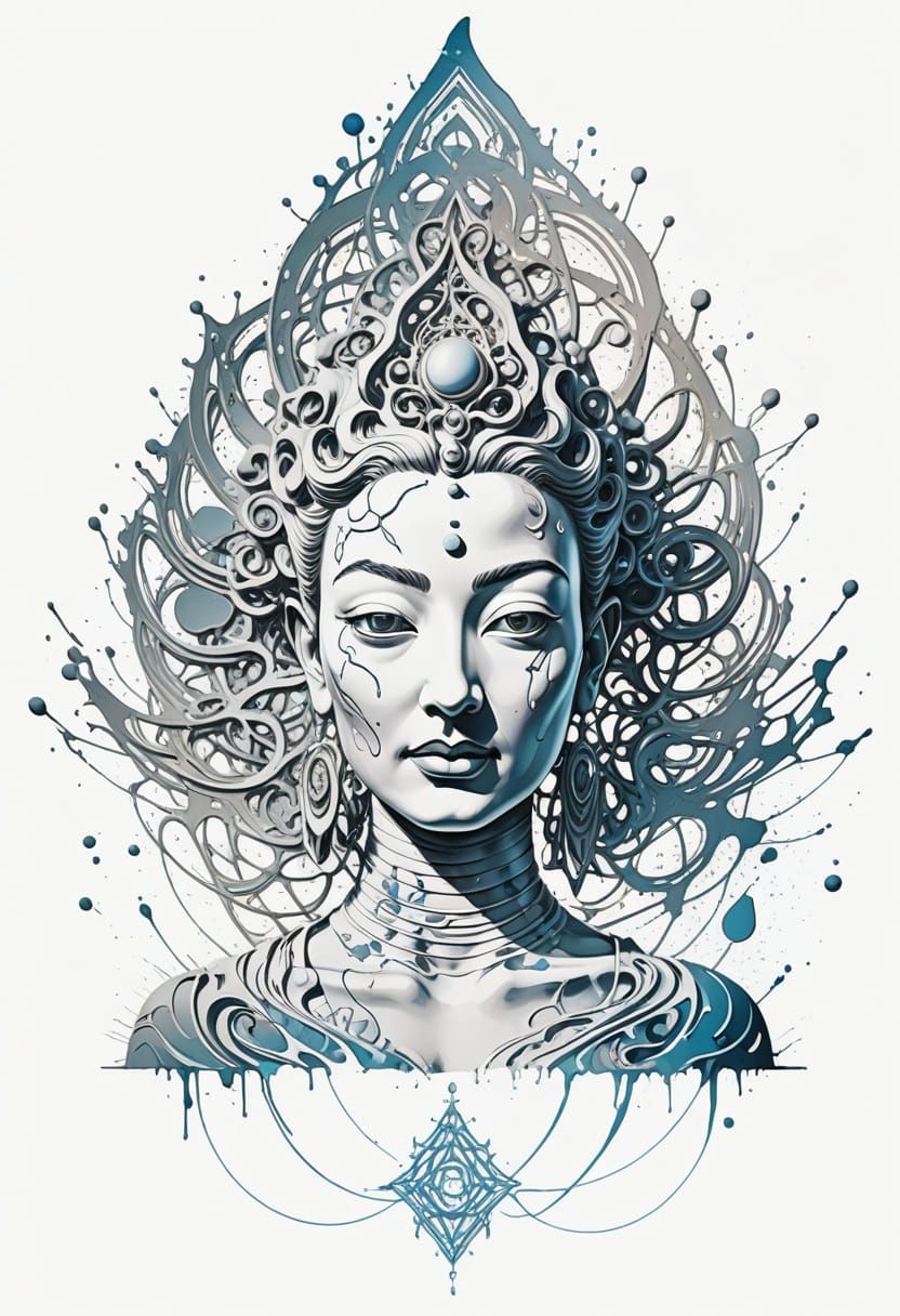 Vibrant Alien Buddha Goddess in Psychedelic Graffiti Style