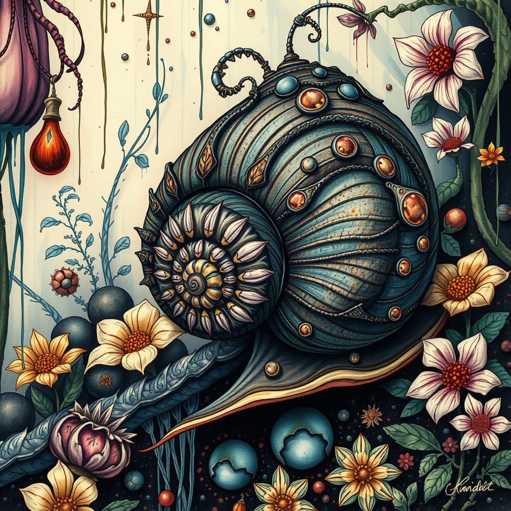 Epic Fantasy Snail Shell in Hyperrealistic Art Style