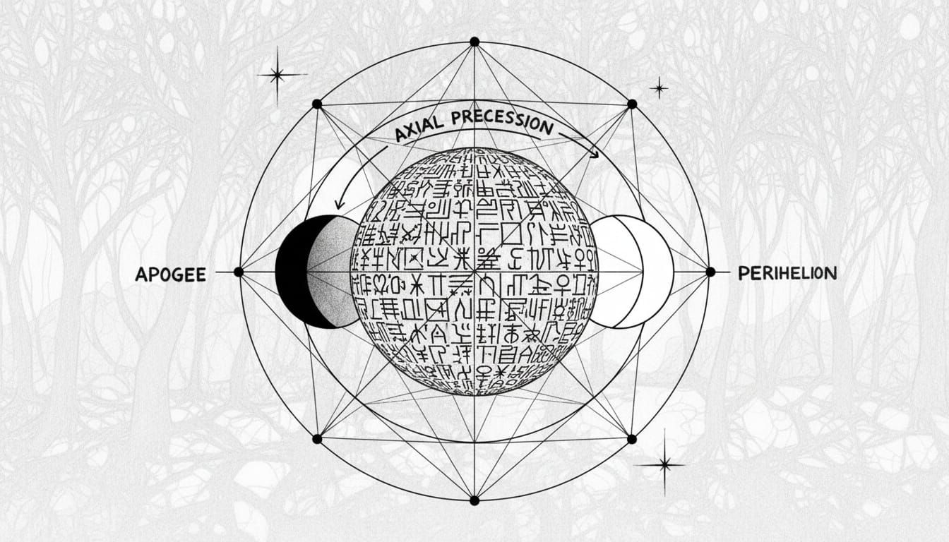 Lunar Cycle Sketchnote: Geometric Moon Phases Diagram