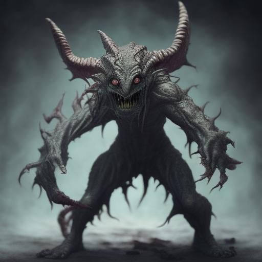 Creepy Demonic Creature with Menacing Teeth