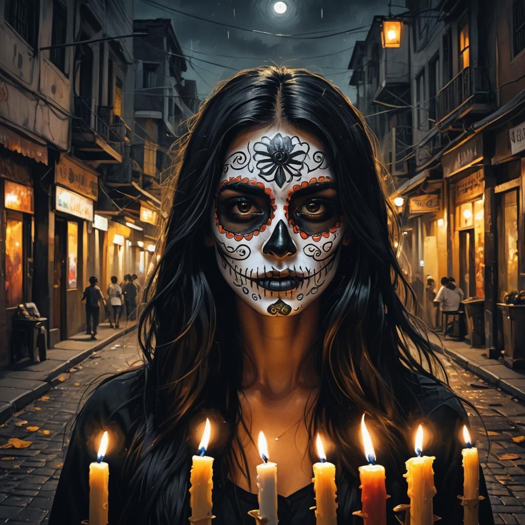 Sugar Skull Disguise: Venezuelan Woman in Digital Art
