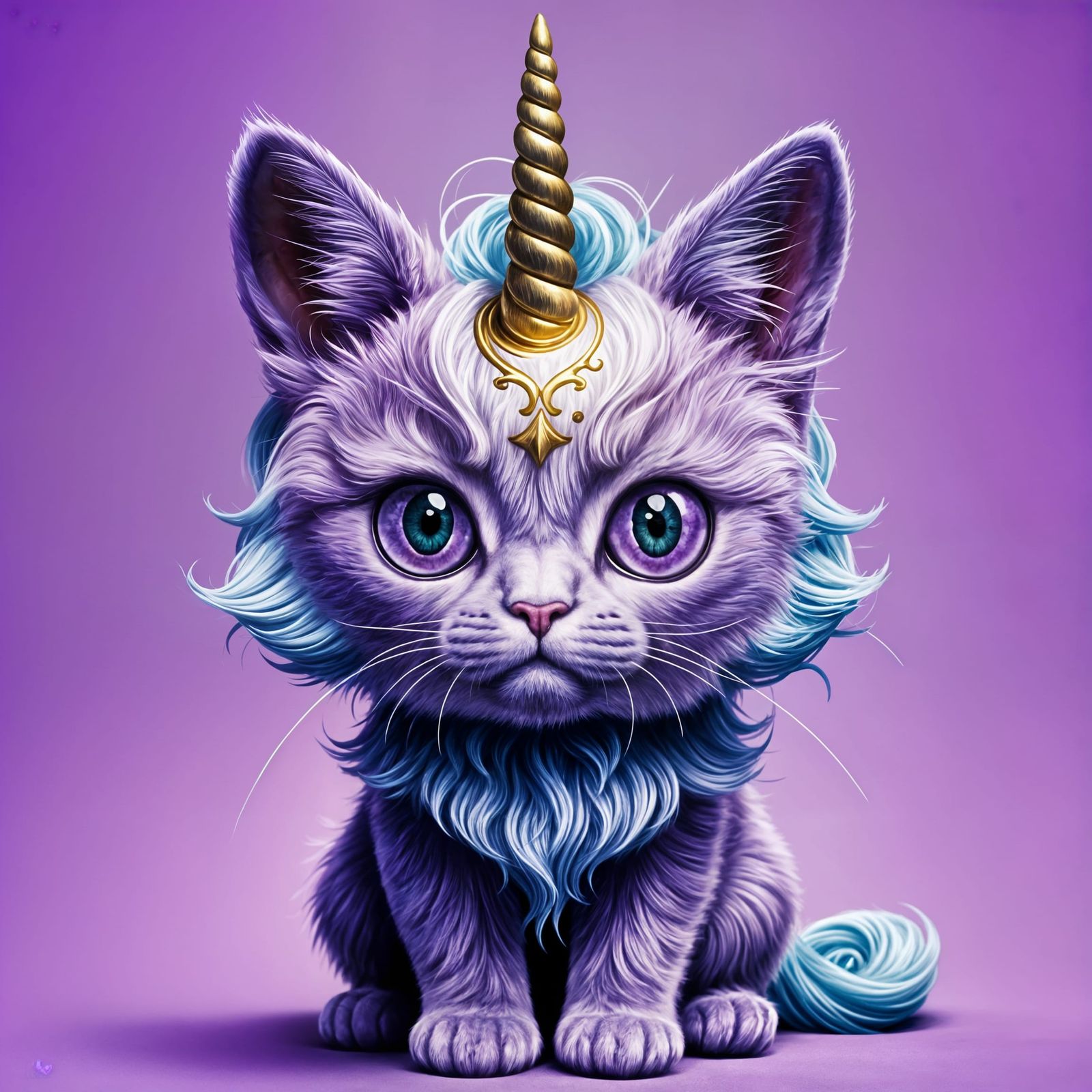 Elusive Purple Cat Unicorn Portrait