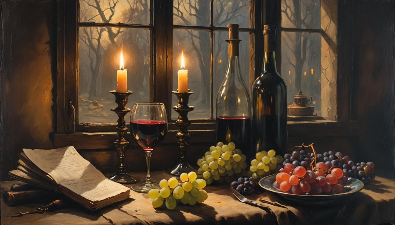 Candlelight and Wine: Still Life in Old Master Style