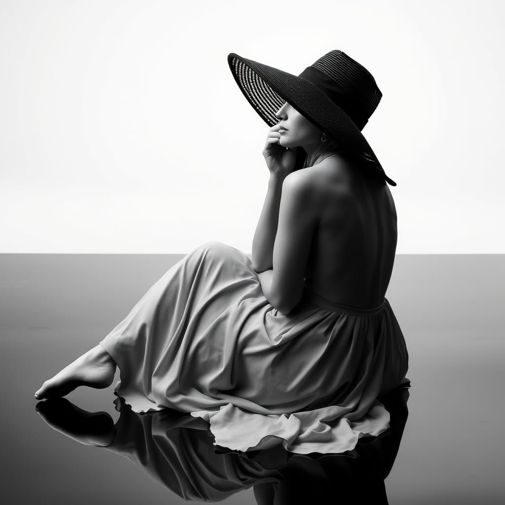 Contemplative Nude Woman in Monochrome Fine Art Photography