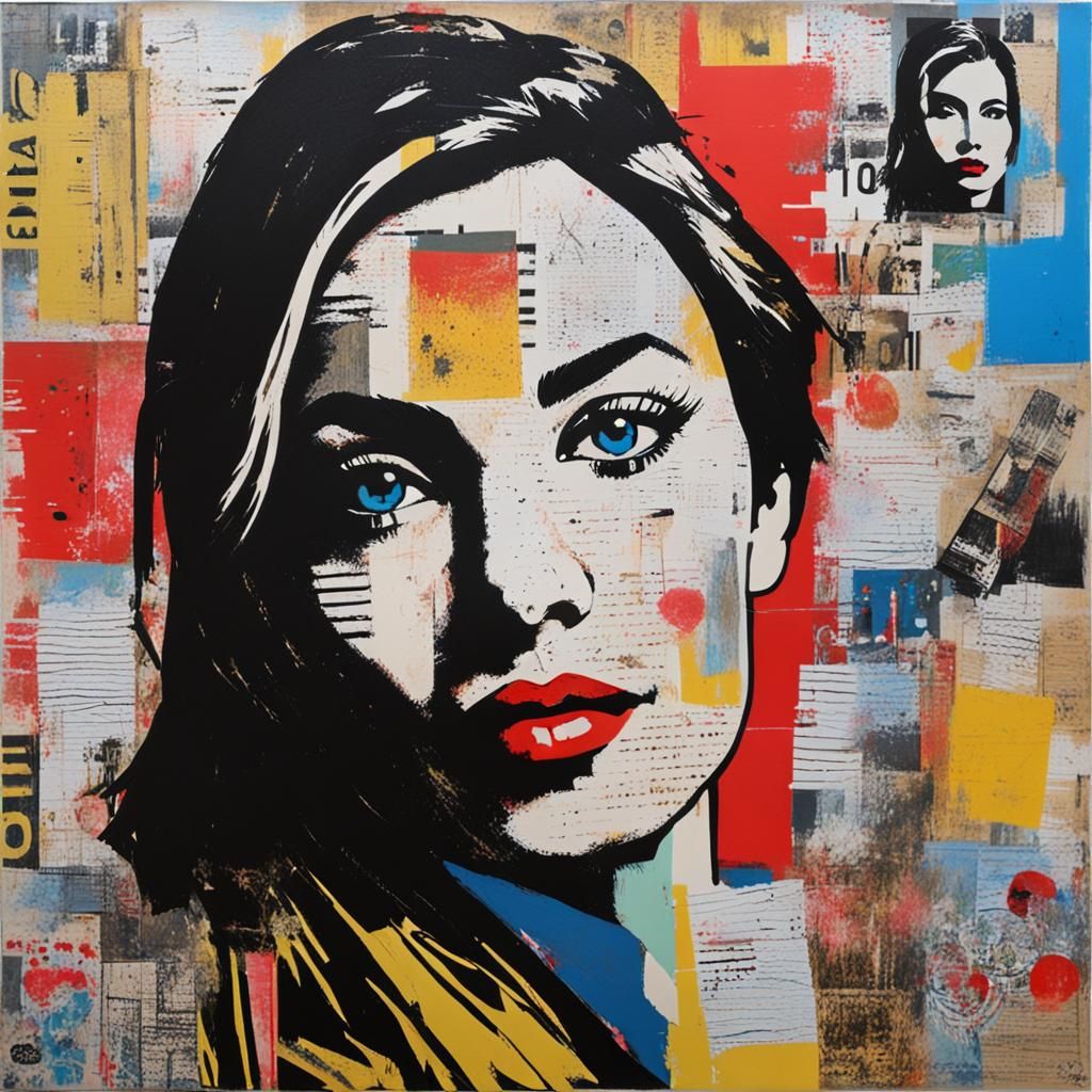 Pop Art Portrait with Acrylic and Collage