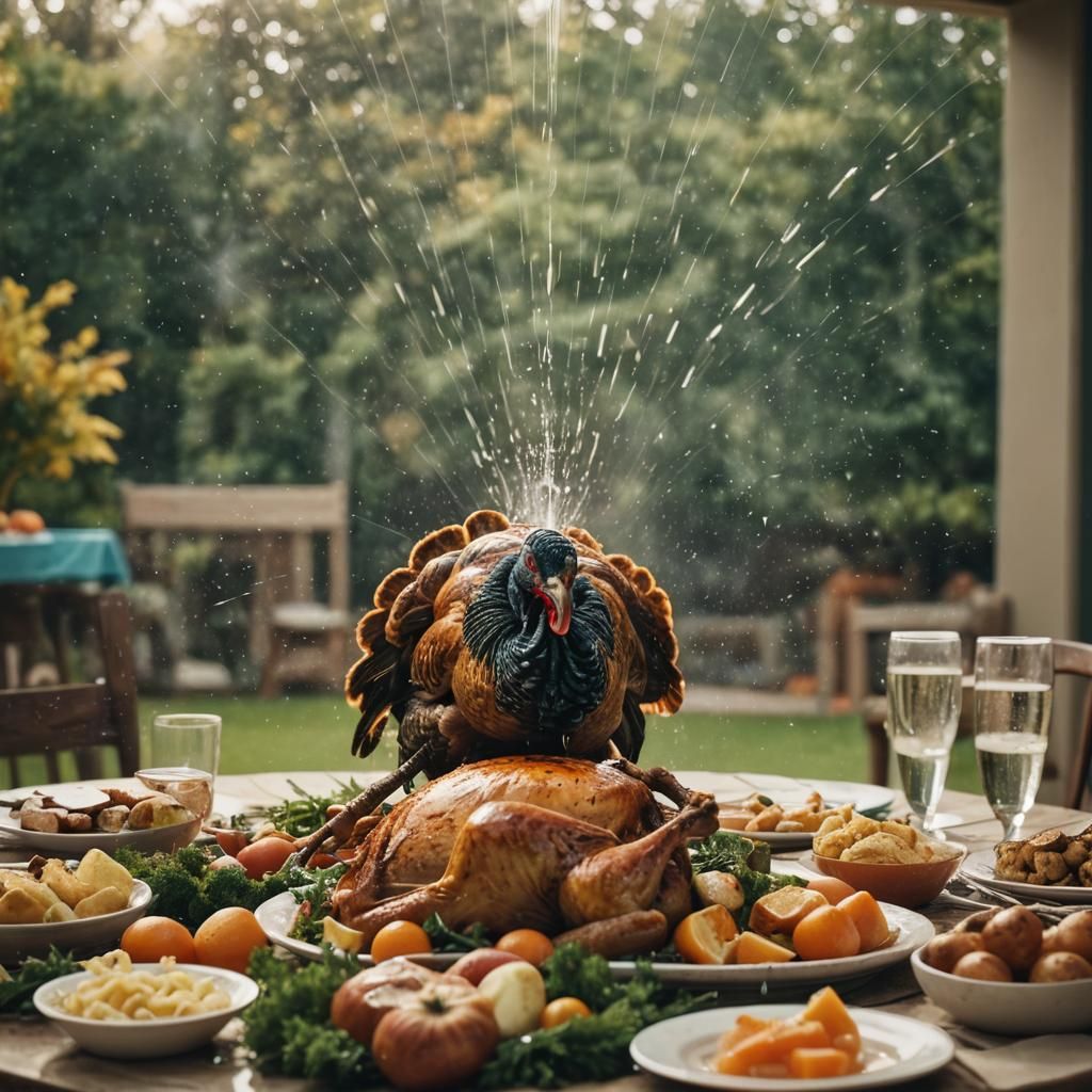 Thanksgiving Turkey Dinner Ruined, Cinematic Film Still