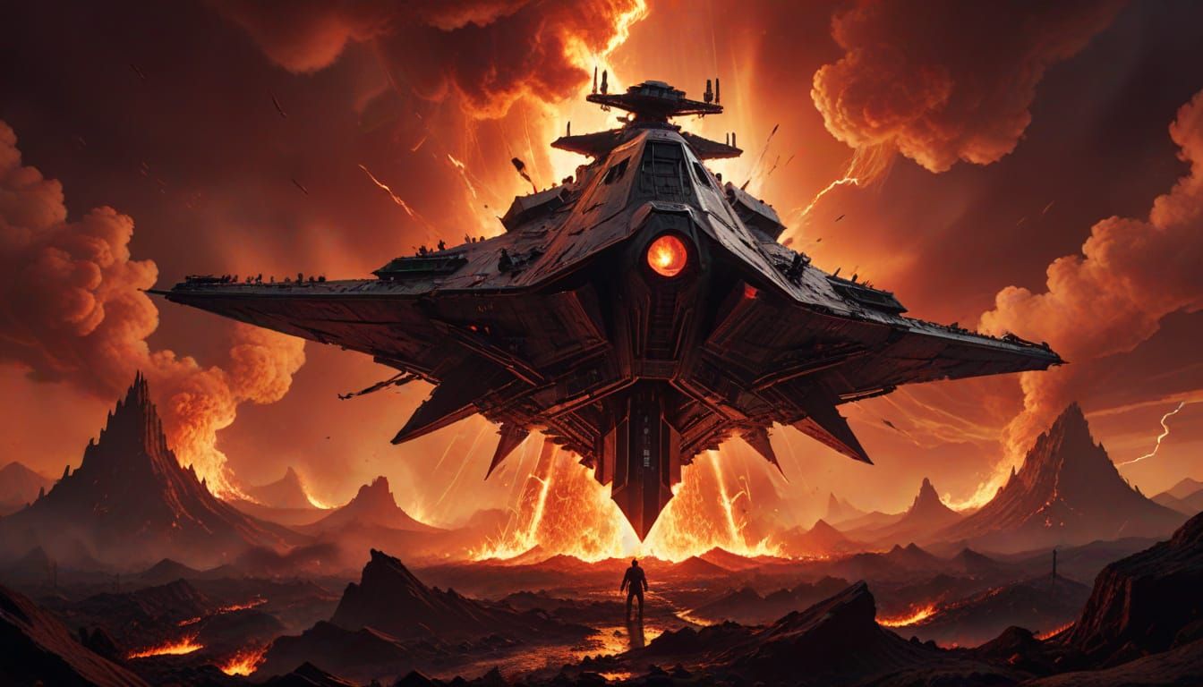 Infernal Dieselpunk Star Destroyer in Hell