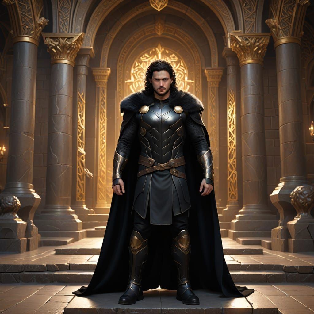 Jon Snow as Thor in Golden Asgard Castle
