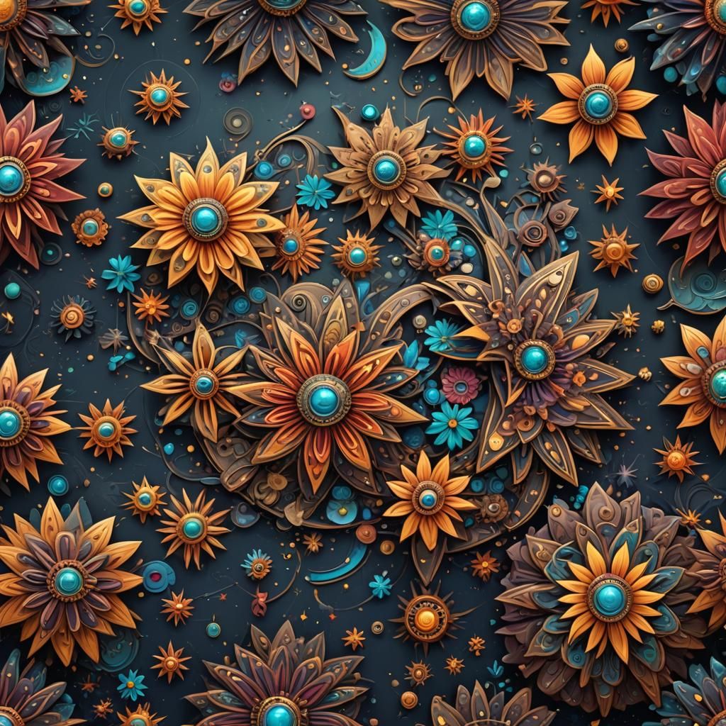 Funky Flowers Nebra Star Disc: Detailed Matte Painting