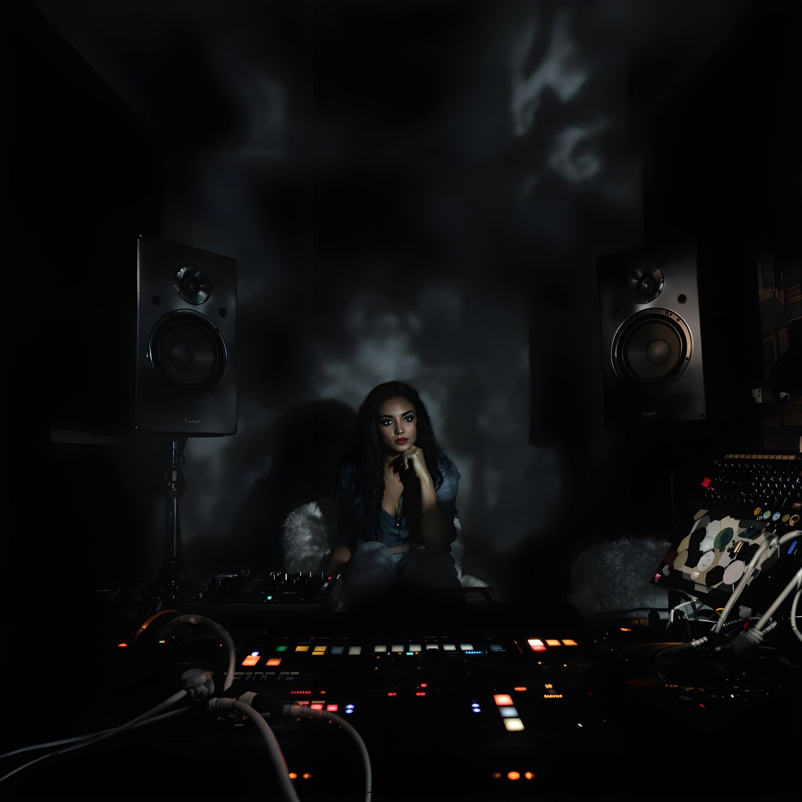 Woman in Shadowy, Surreal Studio