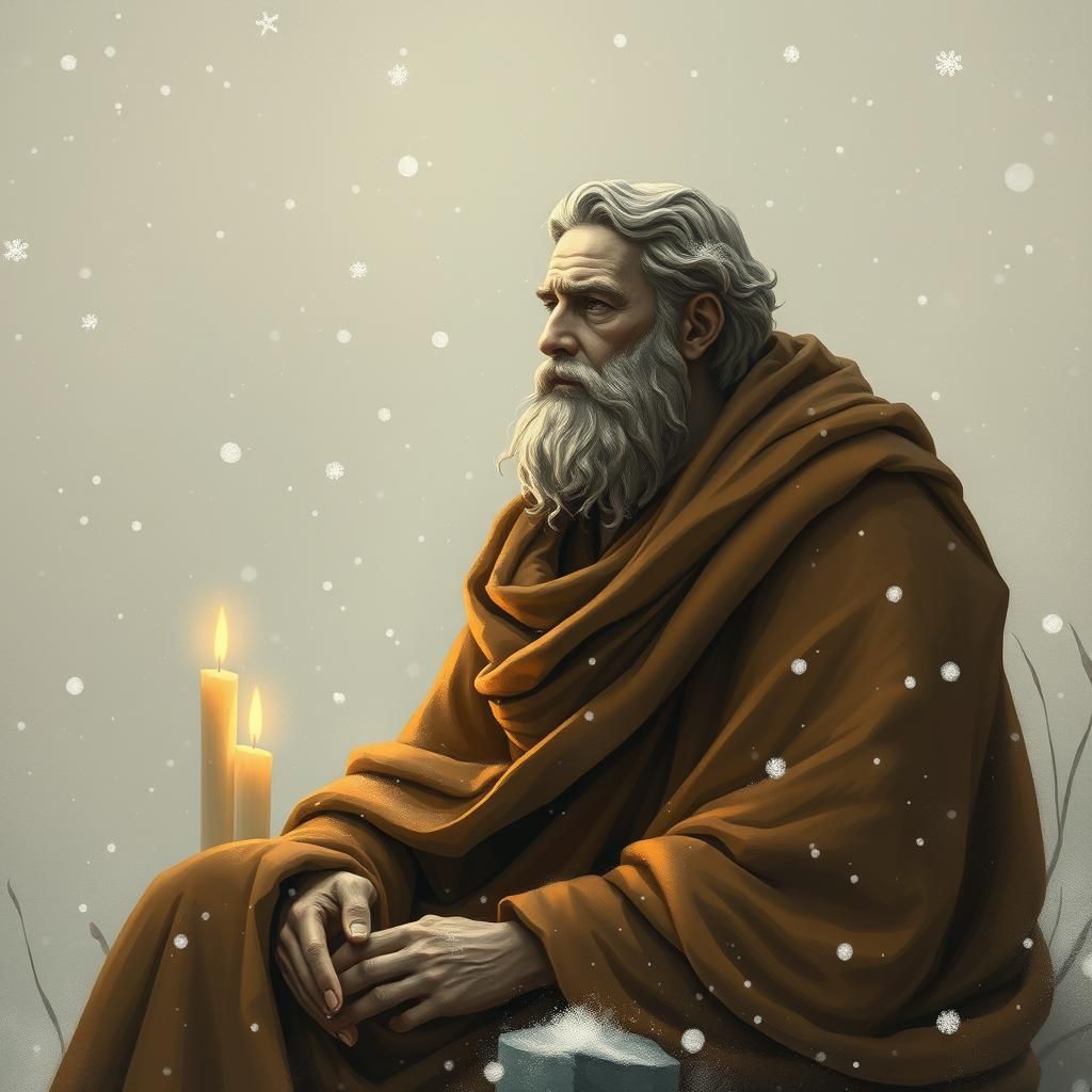 Socrates in Winter Contemplation, Sumi-e Style