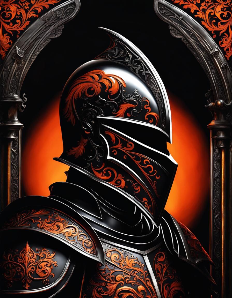 Silhouette Knight in Red Armor