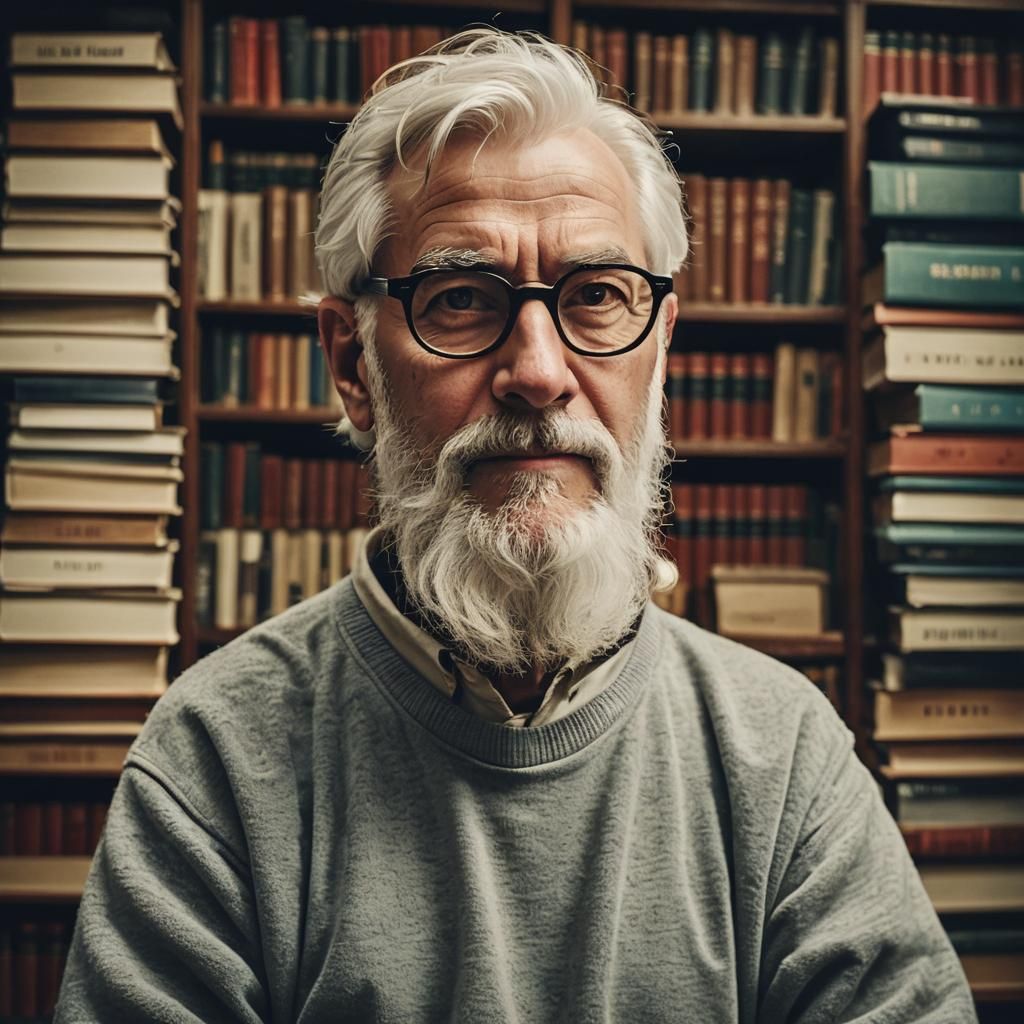 Cinematic Portrait of an Elderly Librarian