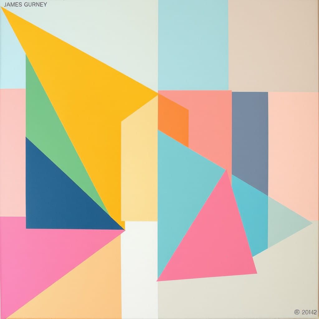 Vibrant Geometric Abstractions with Neon Accents