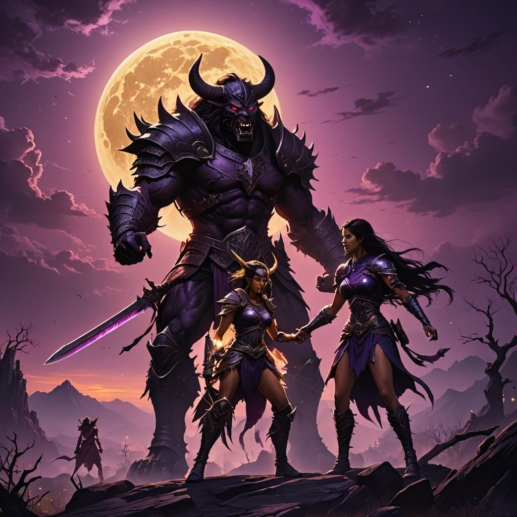 Warrior vs. Demon in Dark Fantasy Digital Art