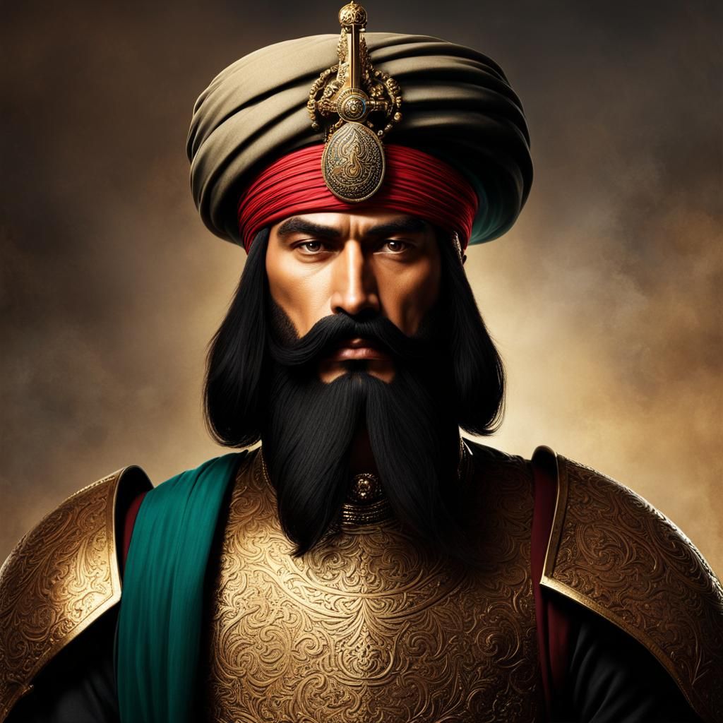 Modern Ottoman Warrior with Sword and Turban