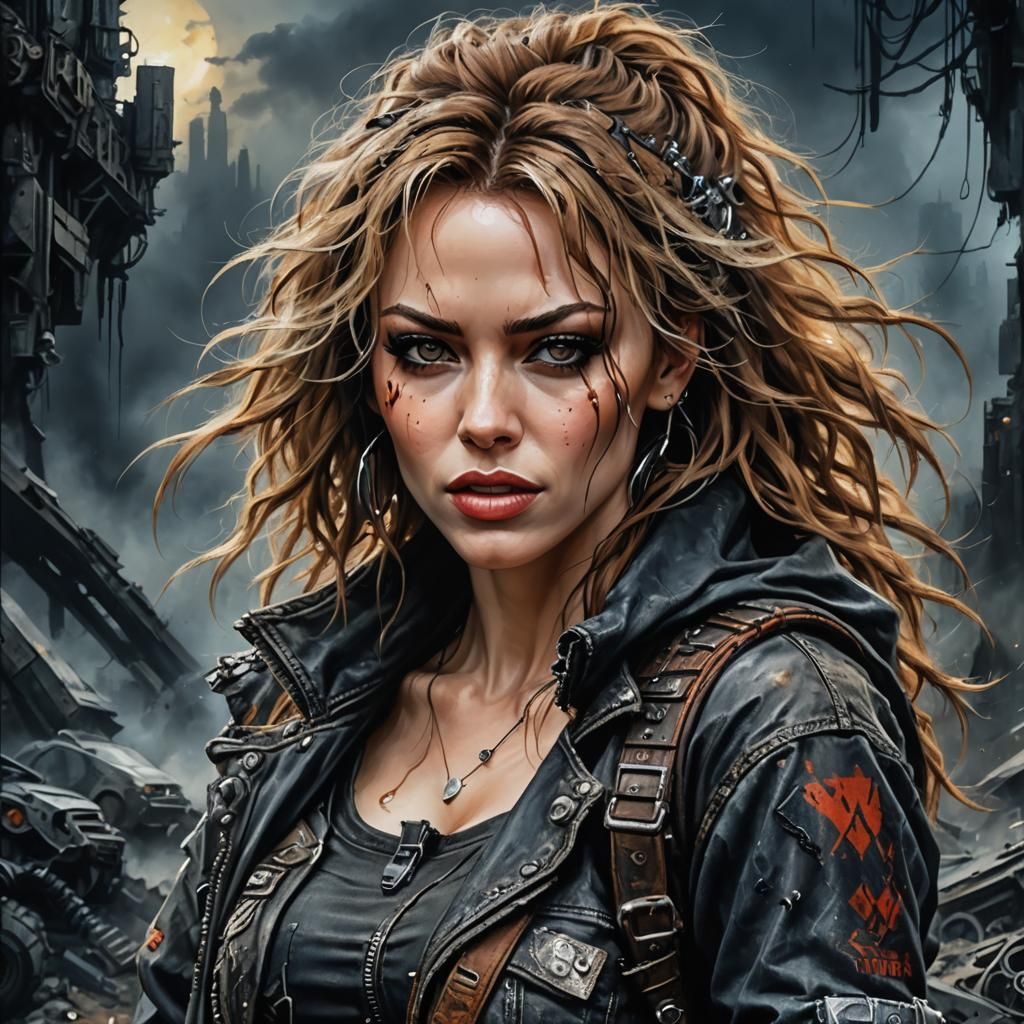 Post-Apocalyptic Kylie Minogue as Acrylic Painting