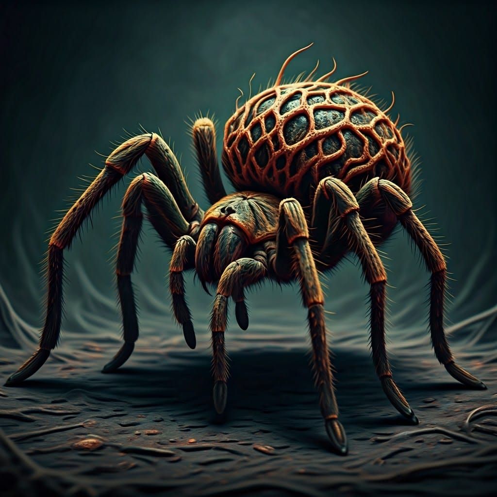 Grotesque, Hyper-Realistic Tarantula Mutated by Cordyceps Vi...