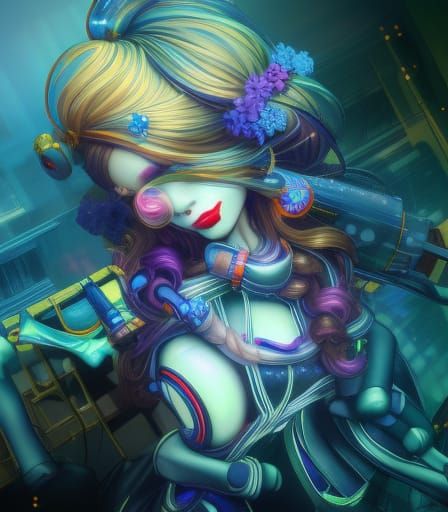 Cyber Dolls on Swing in Dynamic Lighting