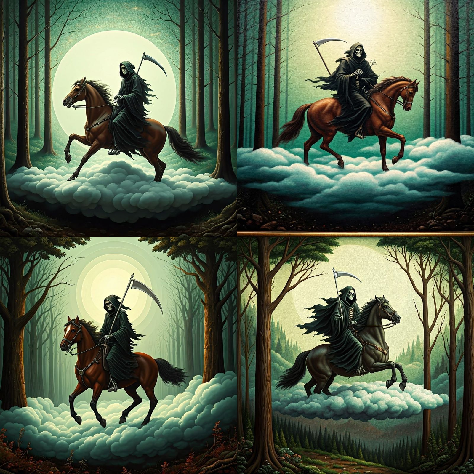 Grim Reaper on Horseback in Apocalypse Art Style