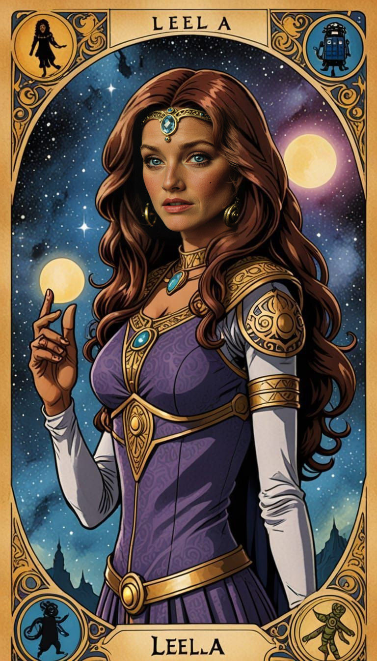 Whovian Leela Tarot Card Depiction