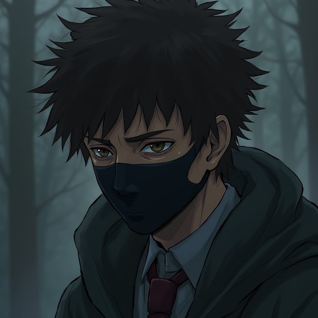Anime Portrait of Man with Kakashi Mask