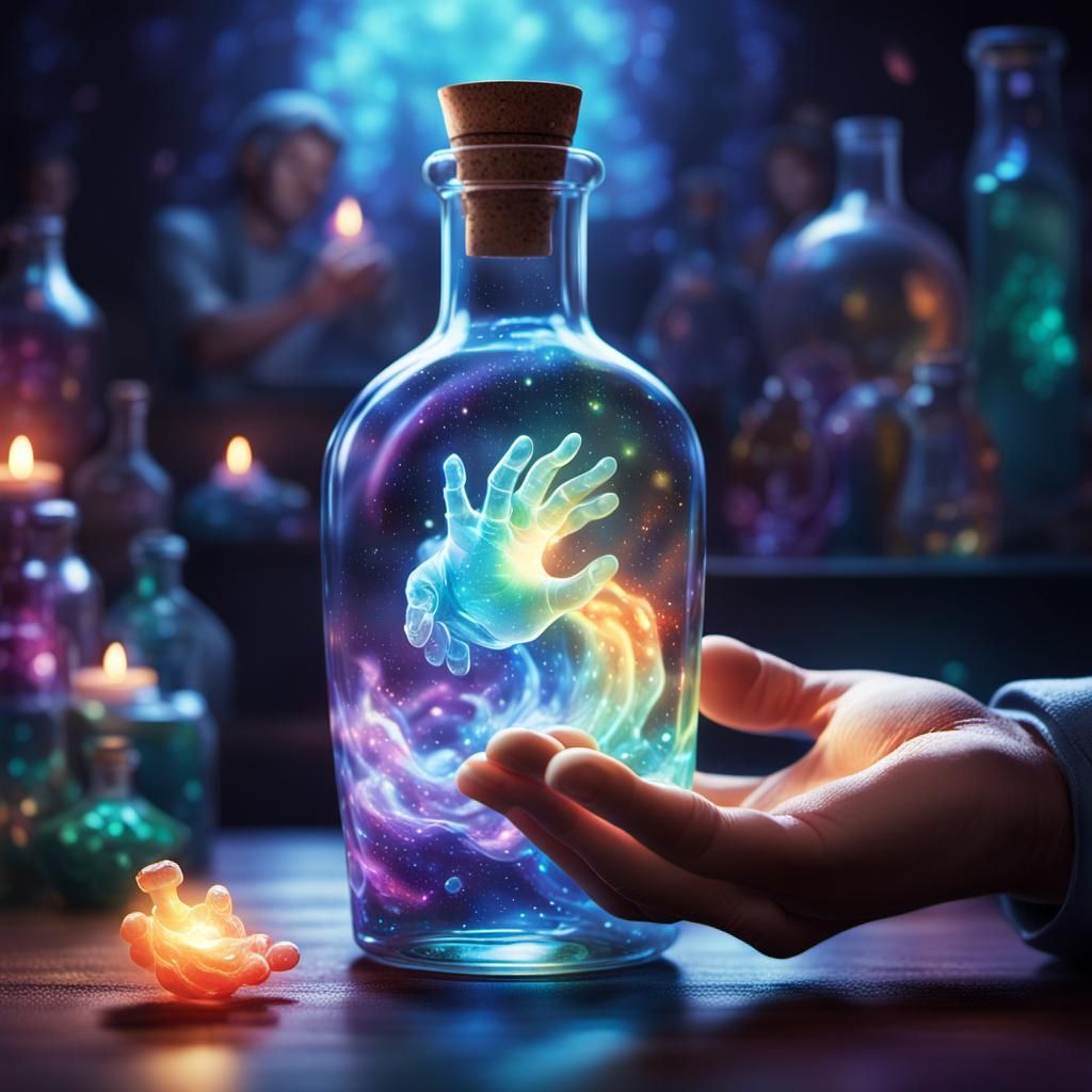 Iridescent Potion Bottle in Fantasy Illustration
