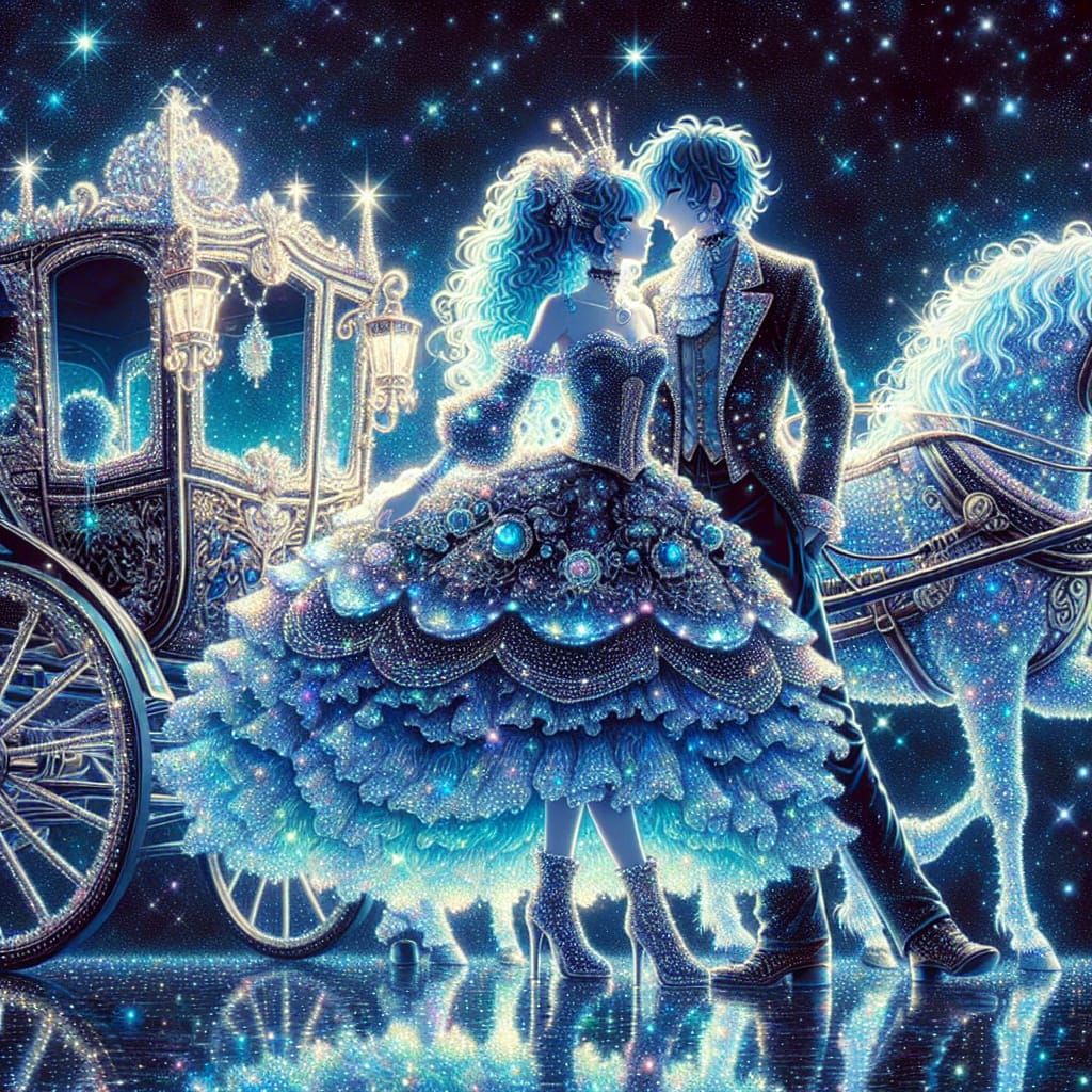 Sparkling Embrace: Retro Anime Diamond Night