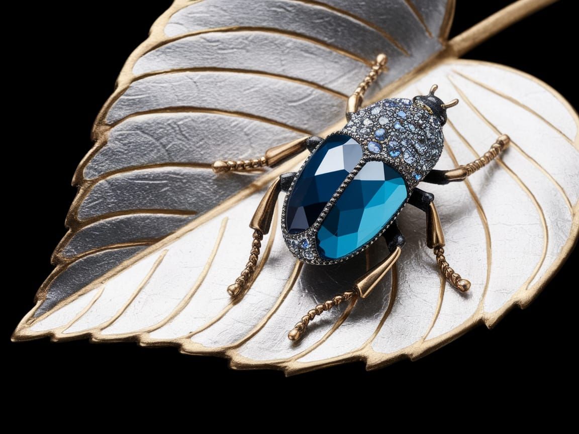 Luxurious Jewel-Encrusted Beetle Brooch