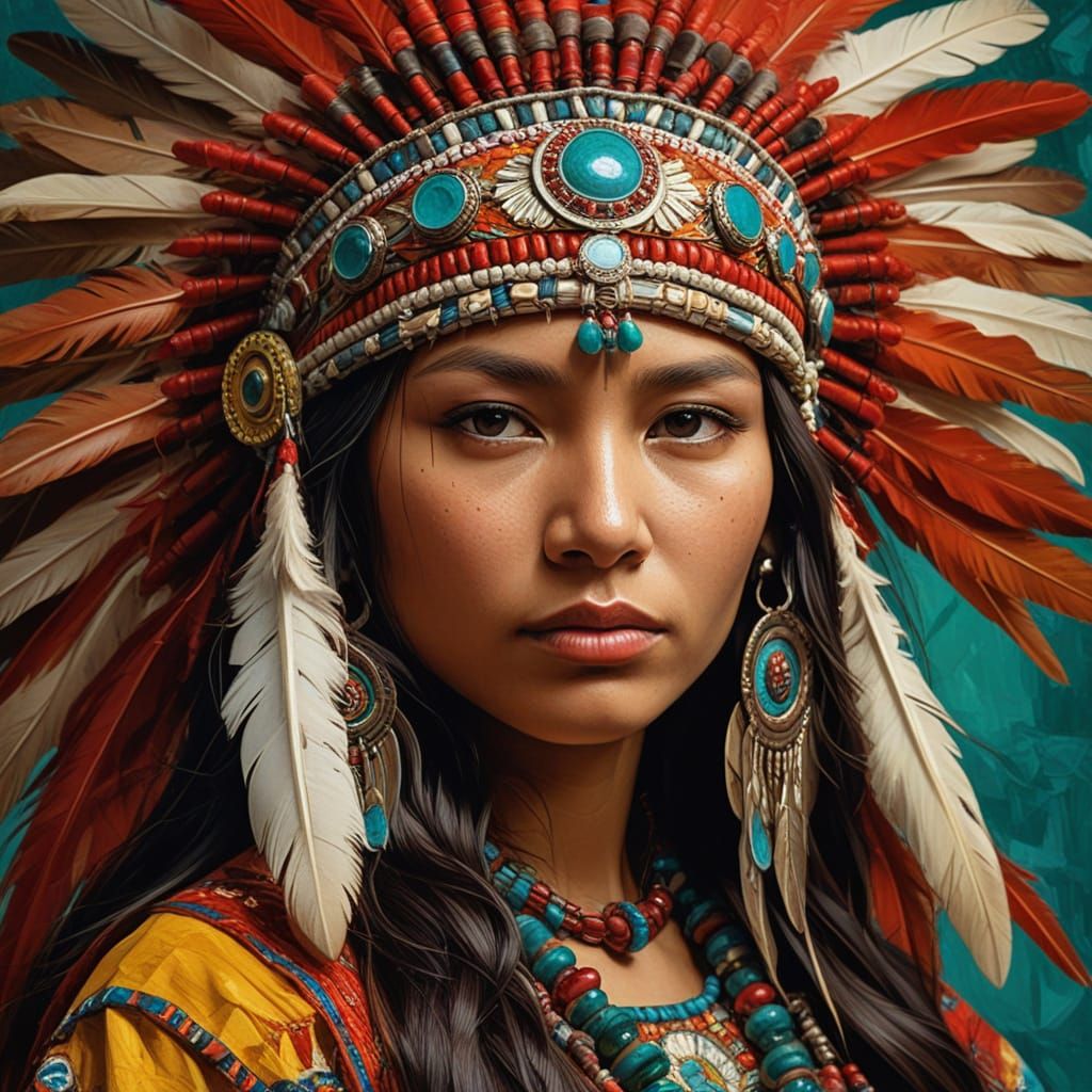 Apache Goddess in Van Gogh Impasto Style