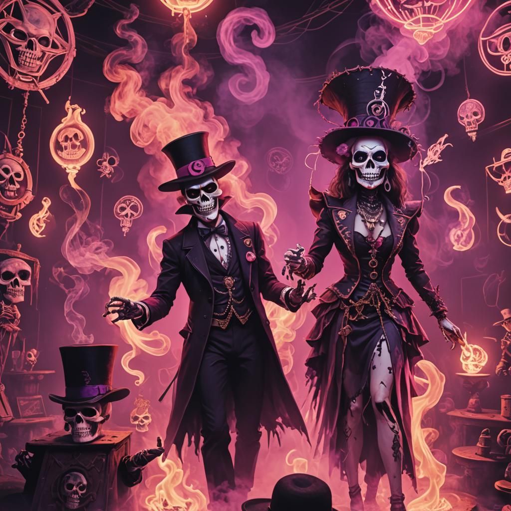 Voodoo Deities Dance in Synthwave Neon Style