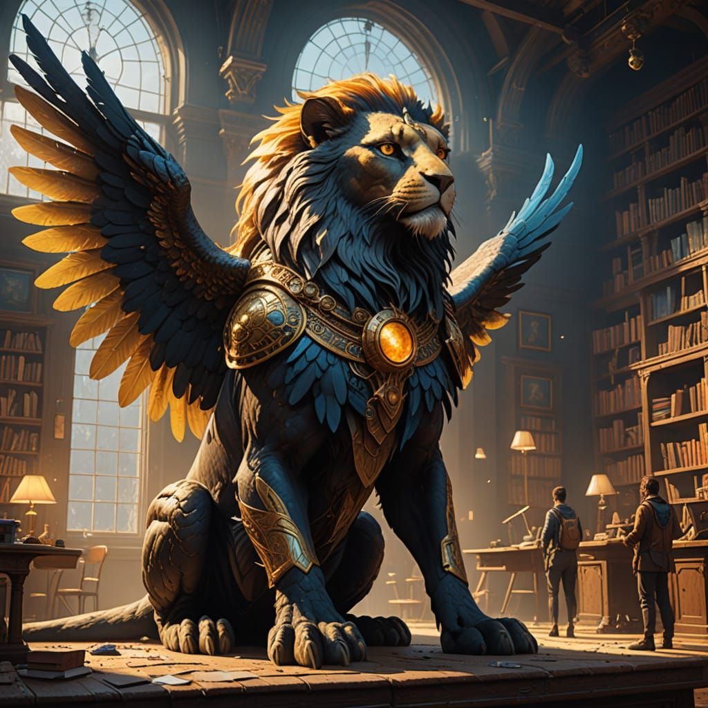 Majestic Sphinx Professor Teaches in Ancient University