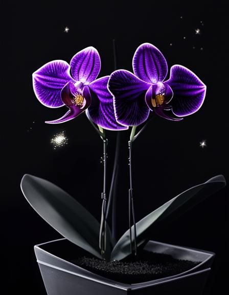 Dramatic Orchid in Obsidian Void: Hopeful Stillness