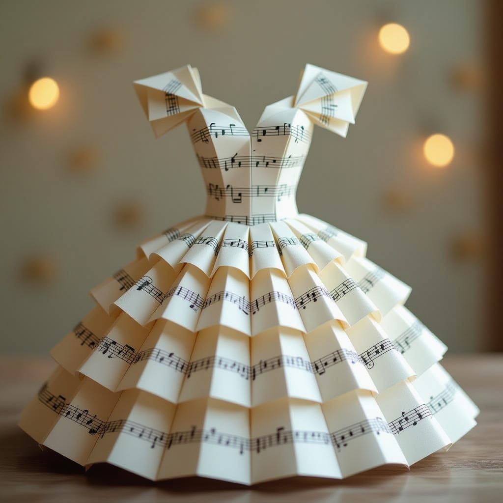 Origami Dress Inspired by Musical Score