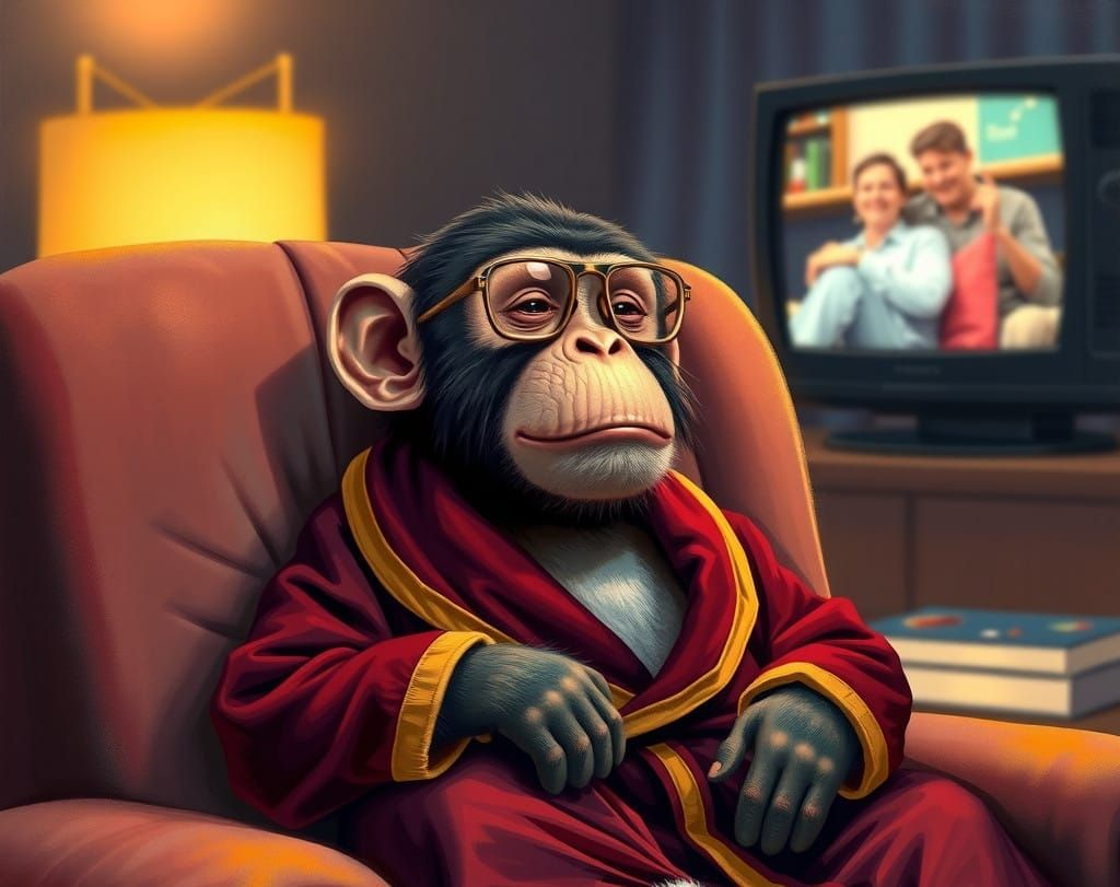 Monkey Relaxing in Cozy Recliner