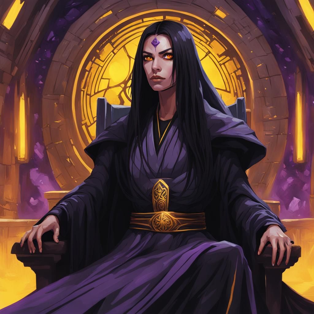 Sith Woman on Purple Stone Throne