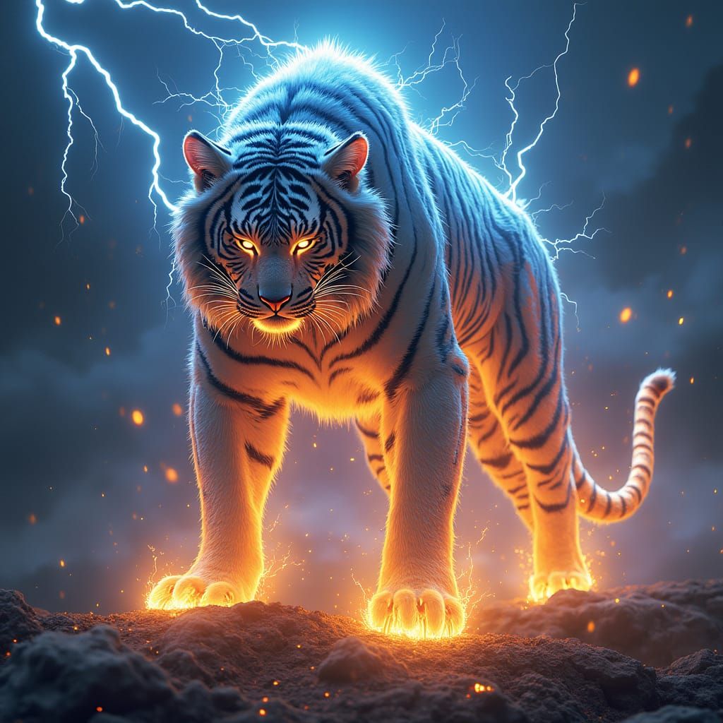 Electric Tiger in Vibrant Iridescent Fur