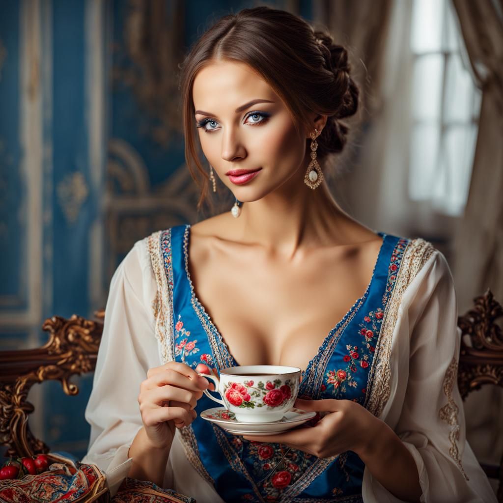 Ukrainian Woman Drinking Tea