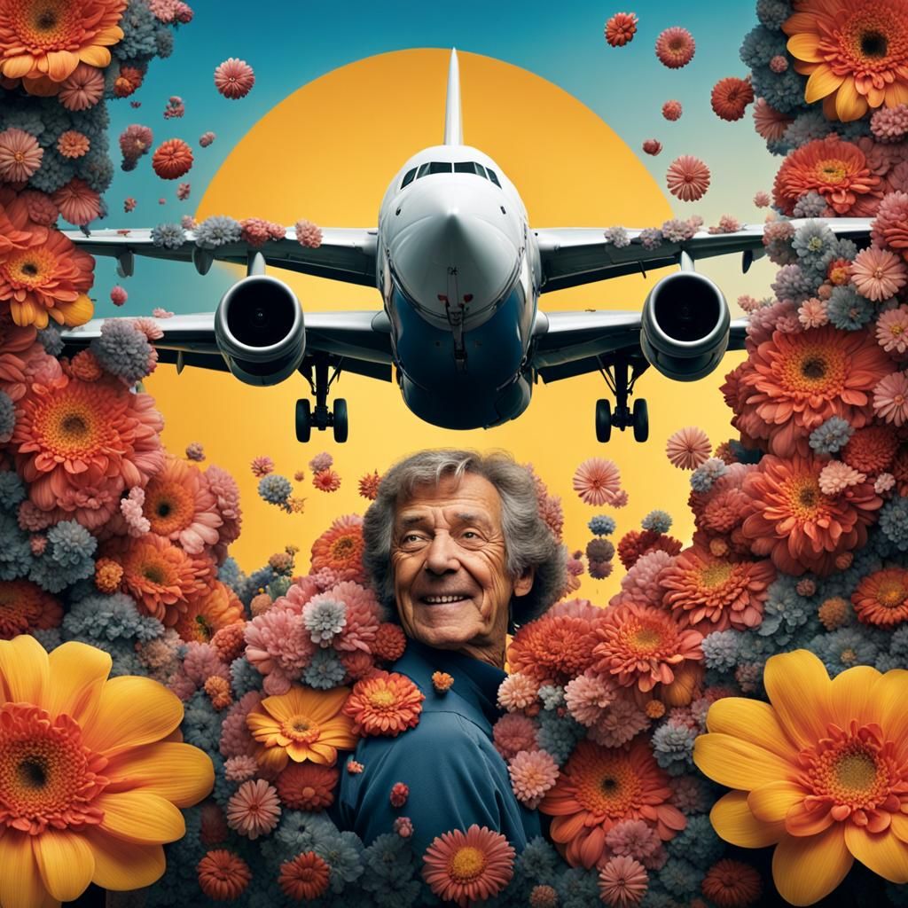 Surreal Airplane Flower Portrait in High Resolution