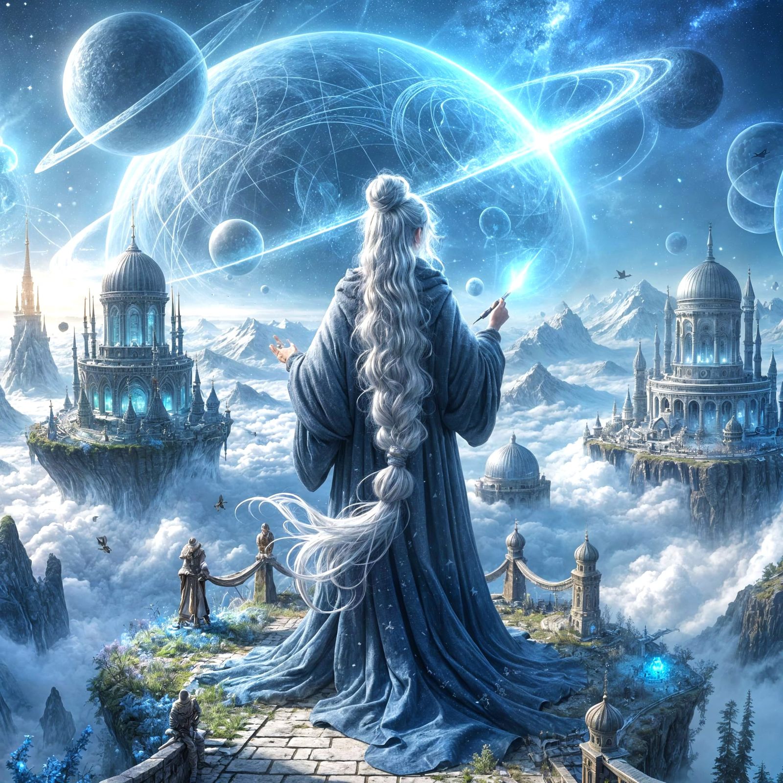 Celestial Cartographer in Floating Archipelago, Hyper-Fantas...