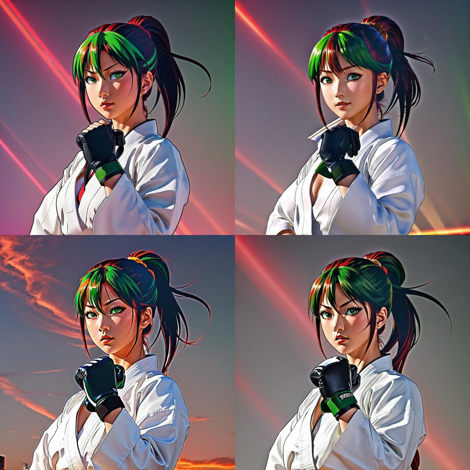 Anime Japanese Woman with Red Hair, Cel-Shaded