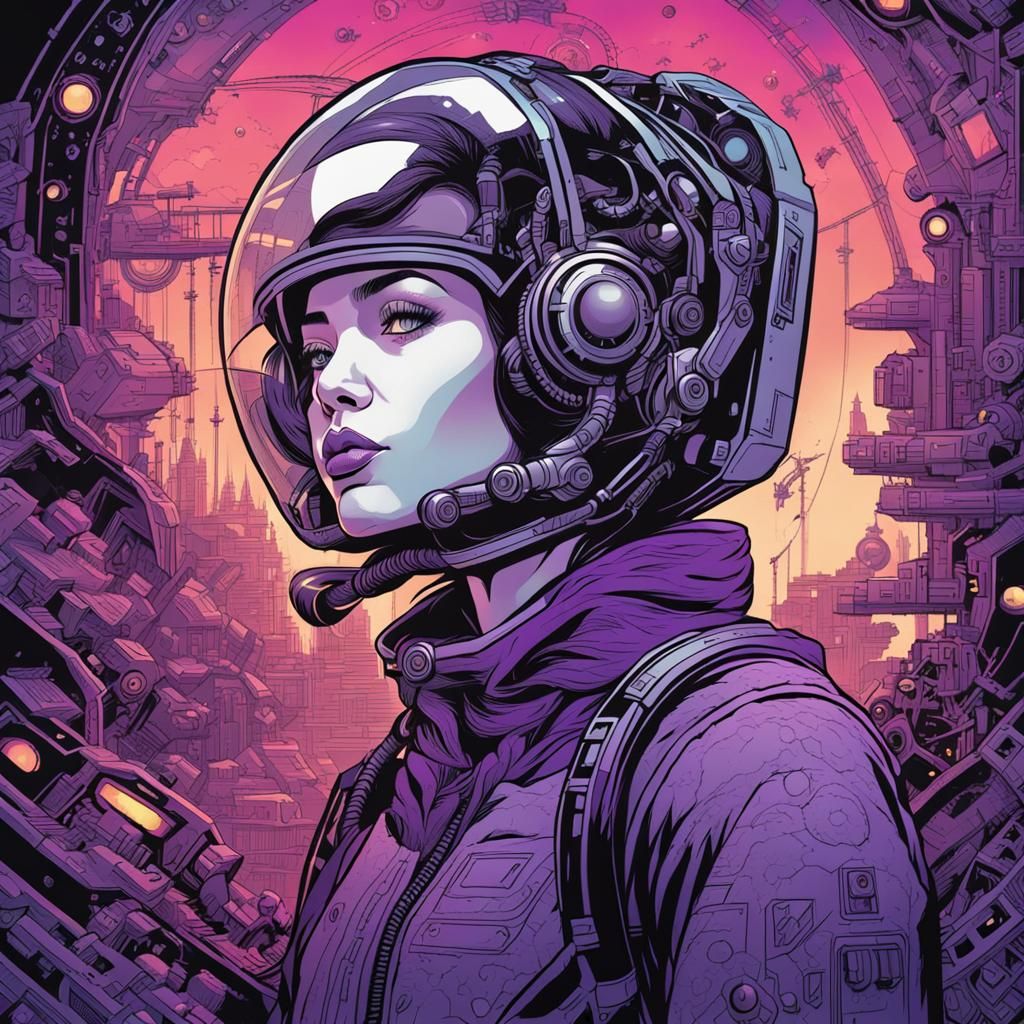 Surreal Woman Portrait in Detailed Comic Style