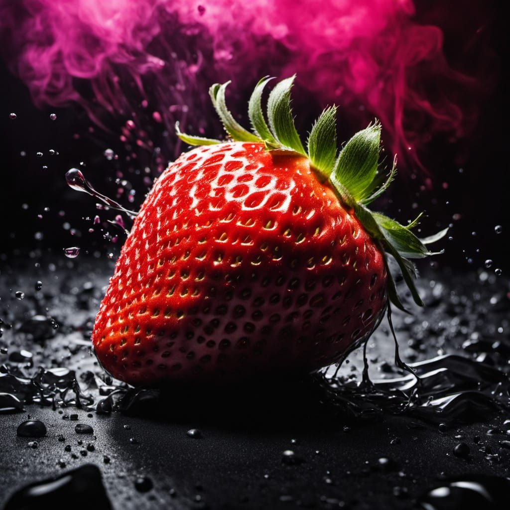 Explosive Strawberry Detonation in Vibrant Color
