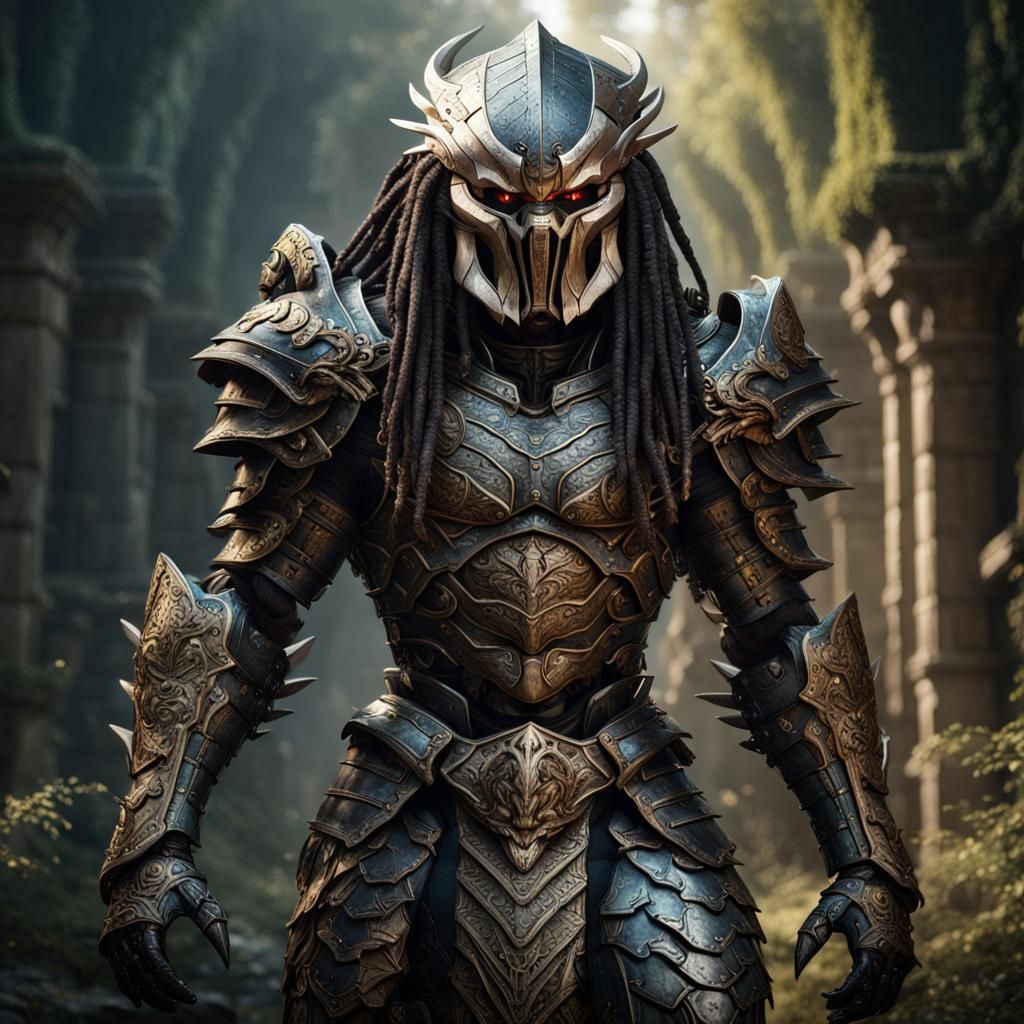 Medieval Armored Predator: Detailed Fantasy Art